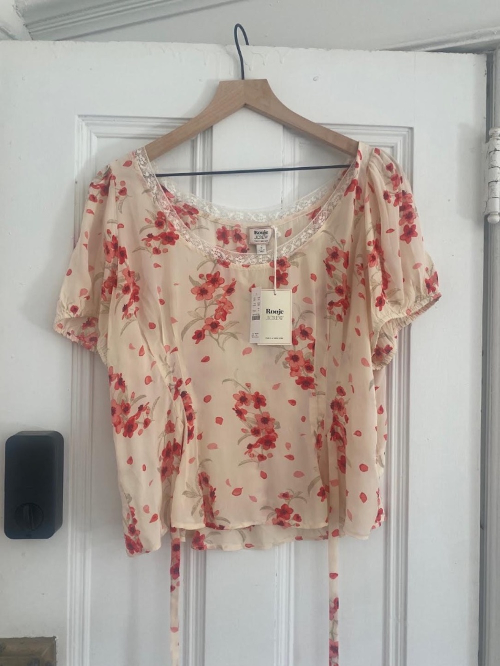J. Crew x Rouje - White/Red Floral Poet Top - Size 16